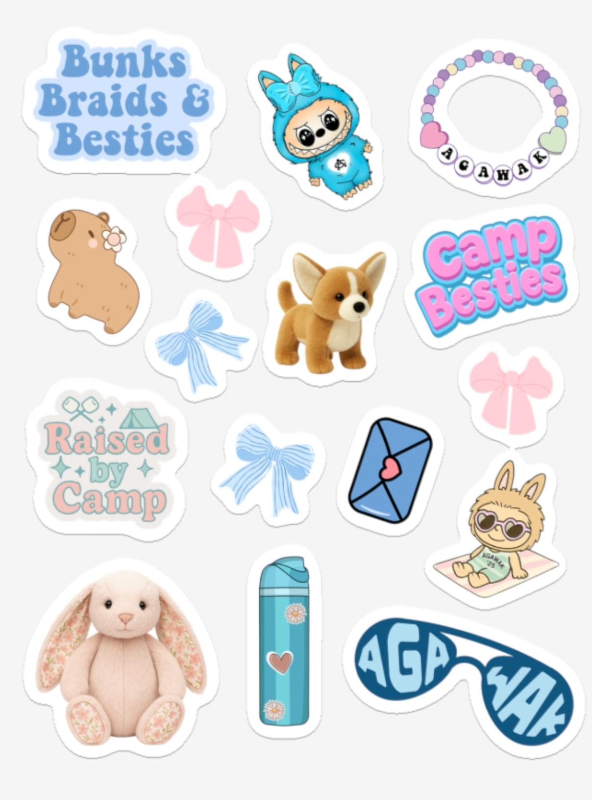 Bunks, Braids & Besties (Custom Vinyl Sticker Sheet)