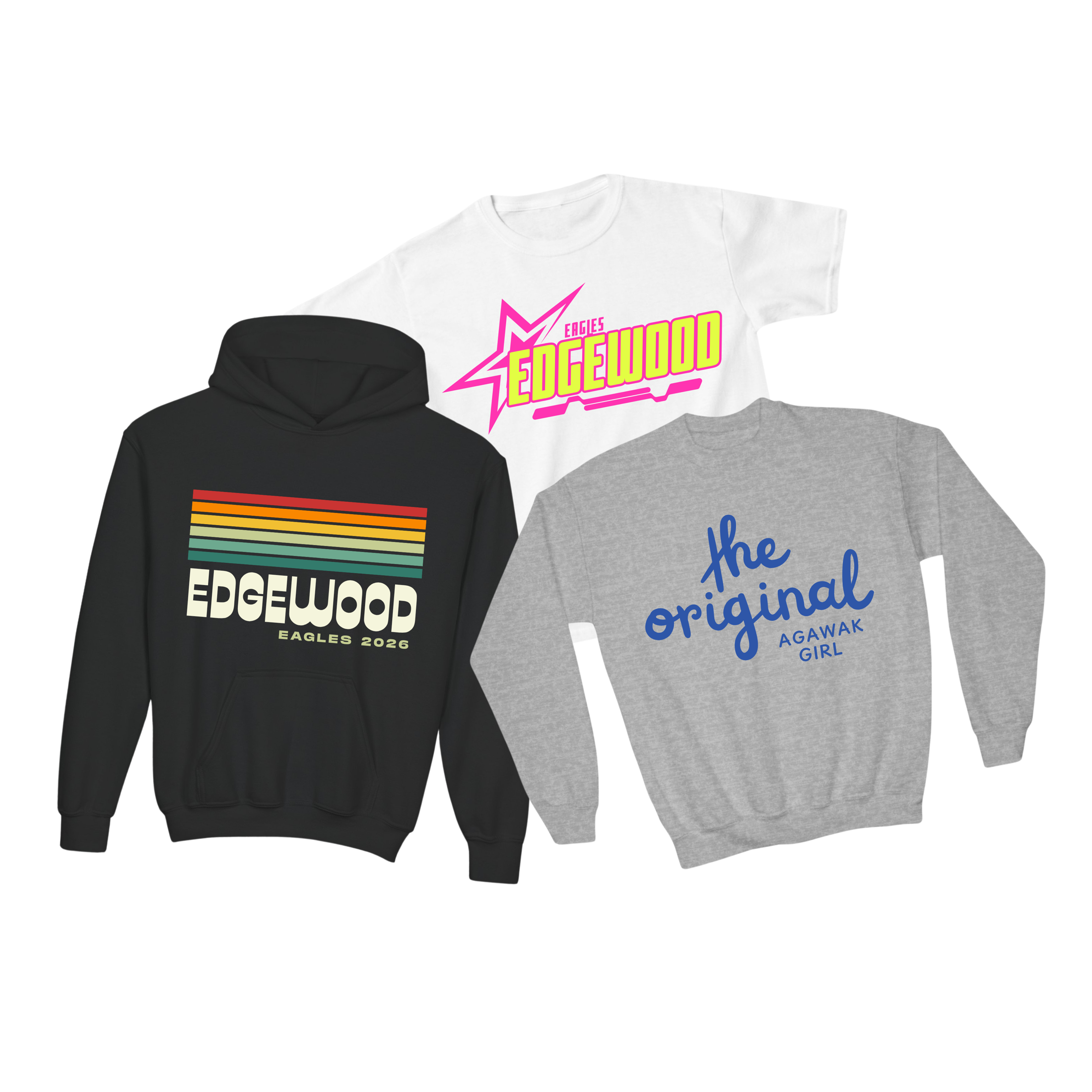 Custom school and camp hoodie, tee, and crewneck collection